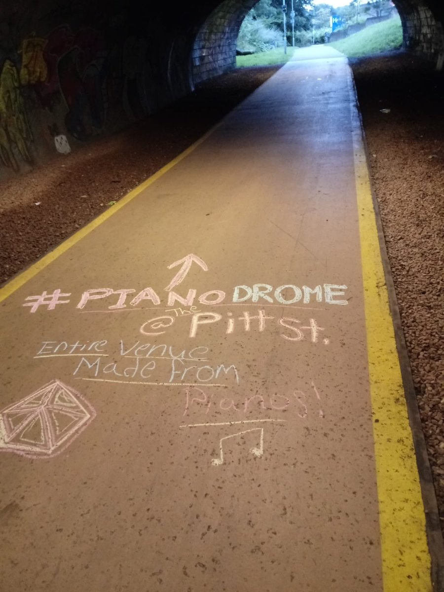 PianodromeLive's tweet photo. Canon Mills tunnel - have you spotted this? #MakeYourFringe #pianodrome #EdFringe #chalk #diyAdvertising #upcycledVenue https://t.co/DzNYkAovIB