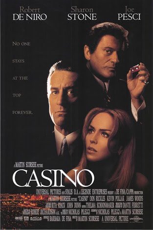 Watched ‘Casino’ again. It’s a joy every time I rewatch this masterpiece. list of my favorite gangster/crime movies of all time: GoodfellasThe Godfather Part 2The Godfather Casino Scarface Pulp Fiction The UntouchablesTraining DayLA Confidential Lock Stock..
