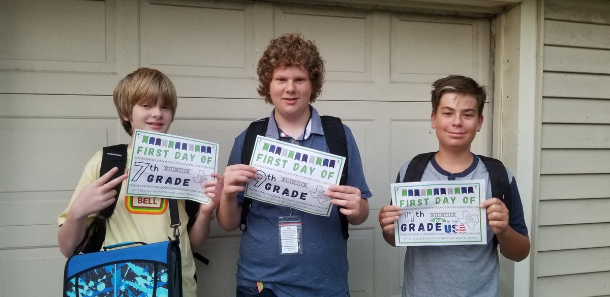 Freemanboysmom's tweet photo. First Day of School 2019!!!! Love them!!!! #GreatThingsBrenham #IChooseBrenham #BrenhamISD https://t.co/f28kZoigTY