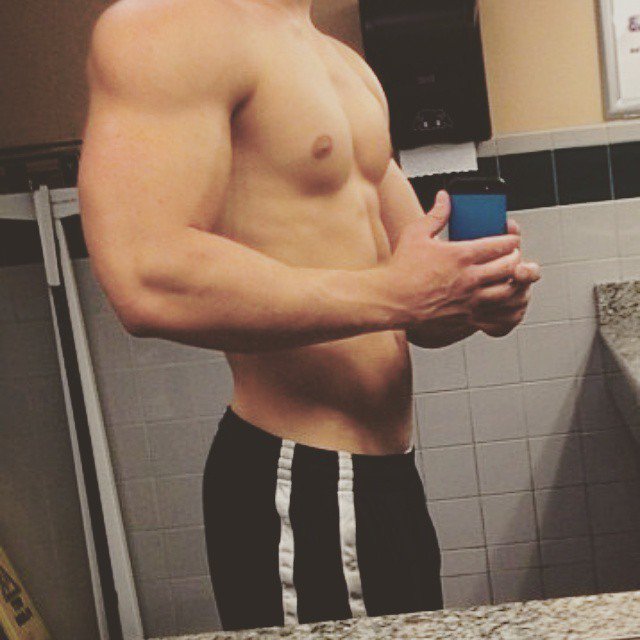 "Obligatory post-gym selfie."