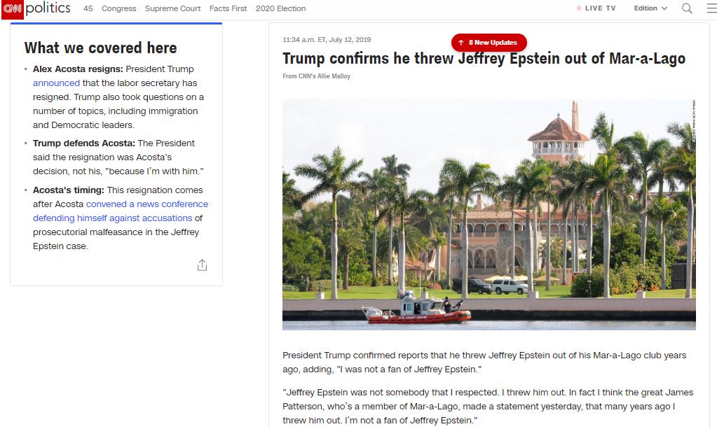 OK well that seems like a bust, can we catch Teflon Don somewhere else?That same Virginia Giuffre, ex slave, said she was recruited @ Trump's Mar-a-Lago club, that implies guilt right?Well, perhaps, if Trump hadn't have later banned Epstein once his activities were discovered