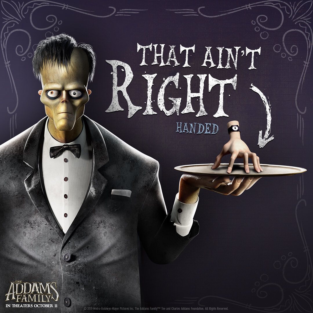 RubiesCostumeCo's tweet photo. #MeetTheAdams hits theaters in less than two months!!! Until then, keep it left..... #RubiesCostumes #AddamsFamily https://t.co/6tgKiGGv57