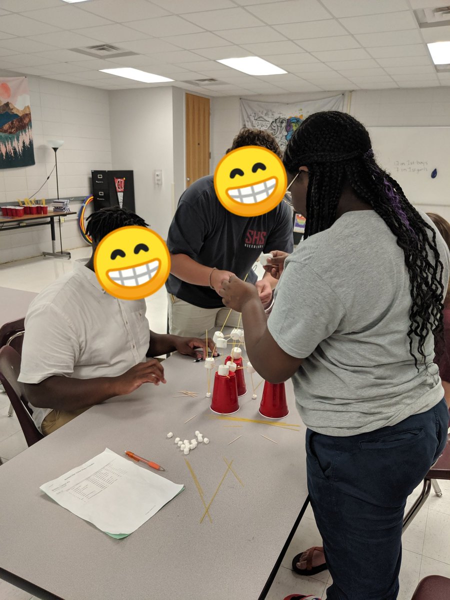 MissSlenzak's tweet photo. Day 1: Building spaghetti towers in groups to pre-assess our reflective abilities. #SEL #ExperientialLearning https://t.co/VBhcoBTvm7