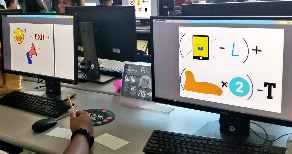 GTHSGraphics's tweet photo. Honors Graphics students @GrandTerraceHS refreshing Illustrator skills creating Rebus puzzles. See if you can solve these, the students were pretty clever:) @CRYROP @CRYROP_DonnaR @ColtonJUSD @gthstellsher https://t.co/OkOaan3HH3