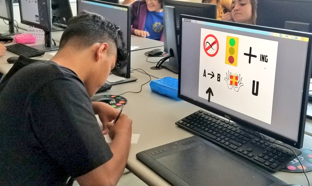 GTHSGraphics's tweet photo. Honors Graphics students @GrandTerraceHS refreshing Illustrator skills creating Rebus puzzles. See if you can solve these, the students were pretty clever:) @CRYROP @CRYROP_DonnaR @ColtonJUSD @gthstellsher https://t.co/OkOaan3HH3