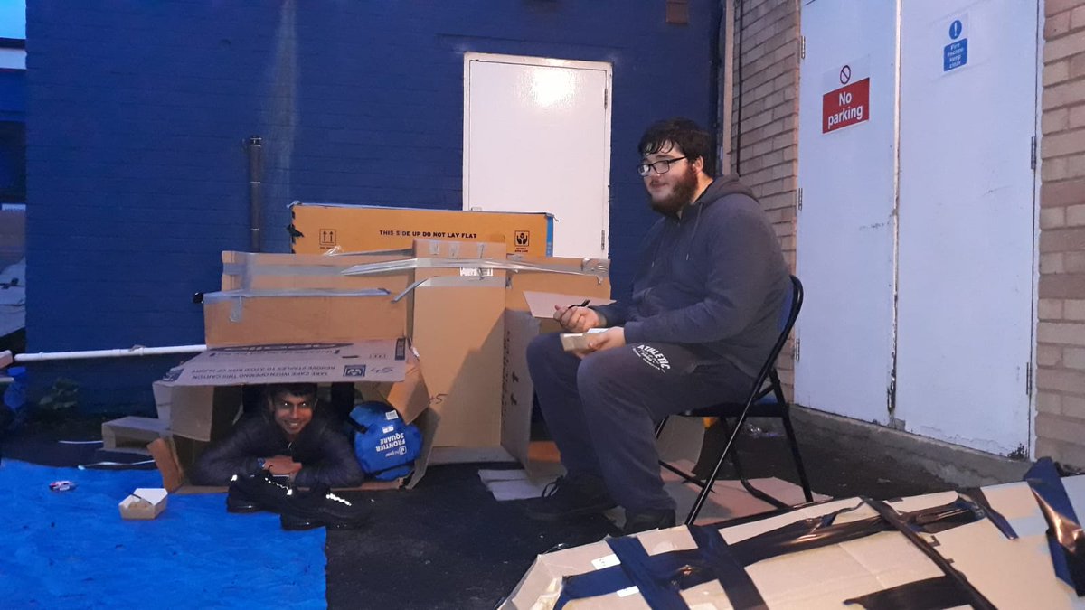 Interdependence Sleep Out teams have built their shelters and cooked a humble dinner together as they prepare to brave the elements tonight!!! #youthhomelessawareness