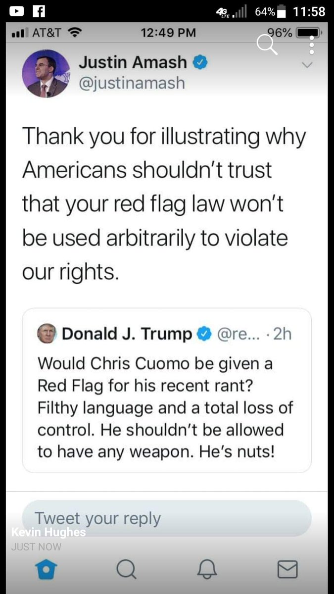 OffConservative's tweet photo. @realDonaldTrump This is PROOF why we must stand against Red Flag laws. Trump's made it clear that he, and the government, will use them as a political weapon. Trump is a danger to our Second Amendment rights, among other things. #PissedOffConservative https://t.co/3PsYNENYv6