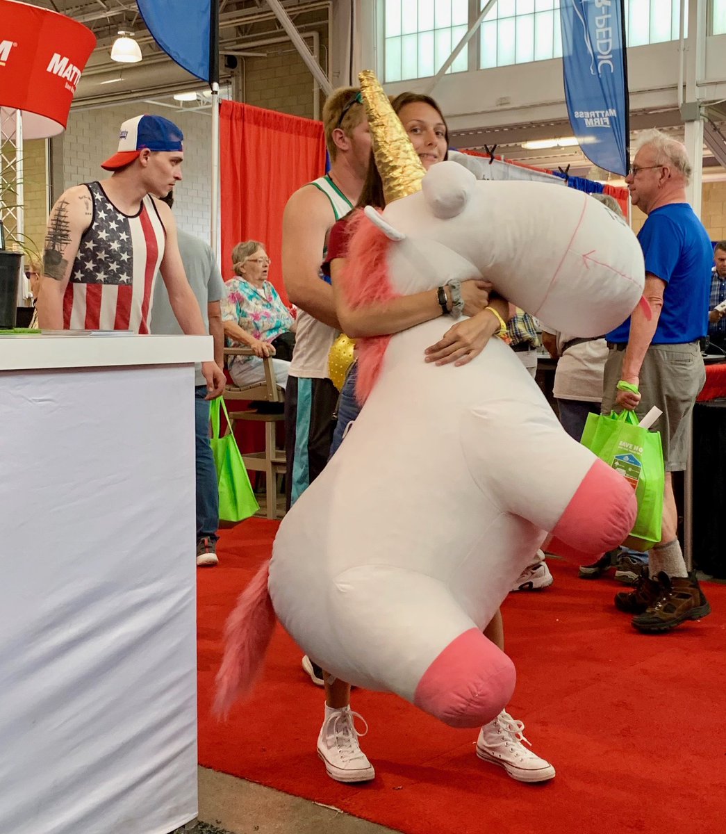 dpryorjr's tweet photo. Unicorns and flagwear at the #IowaStateFair.  Here for a week promoting Microsoft’s #airband initiative to bring high speed broadband to rural America.  #foodonastick #deepfriedanything #funnelcakebeer https://t.co/13tCY9IuSP