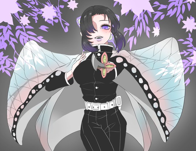 ミータさんがTwitterに投稿した胡蝶しのぶ(鬼滅の刃)のイラスト。