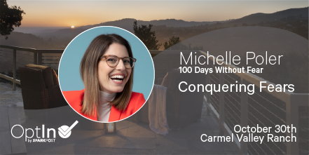 SparkPost's tweet photo. Discover how to change your perception of fear and take action during @michellepoler’s presentation “Conquering Fears” at #OptIn19! Check out our all-star line-up of speakers here: https://t.co/xfRqDncwME https://t.co/ju0RAo0fpN