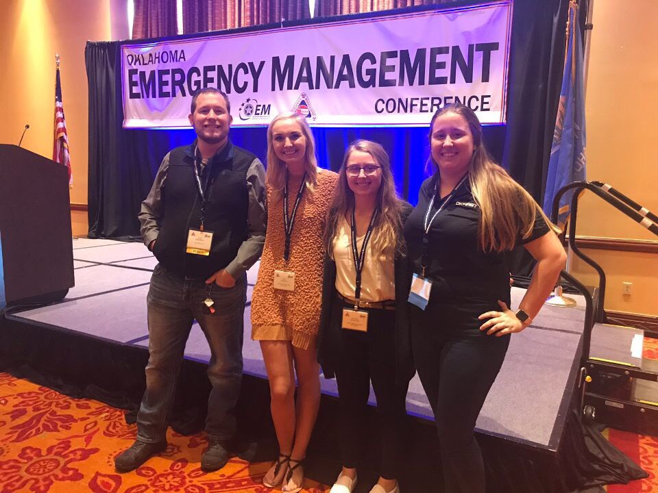 WX5GLK's tweet photo. @OUAGS students attending the Oklahoma Emergency Management Conference to learn how they can use their knowledge within EM @LexiWomack1 @eleslie_wx @moriahstan98 #emconok https://t.co/DlFHHhx20c