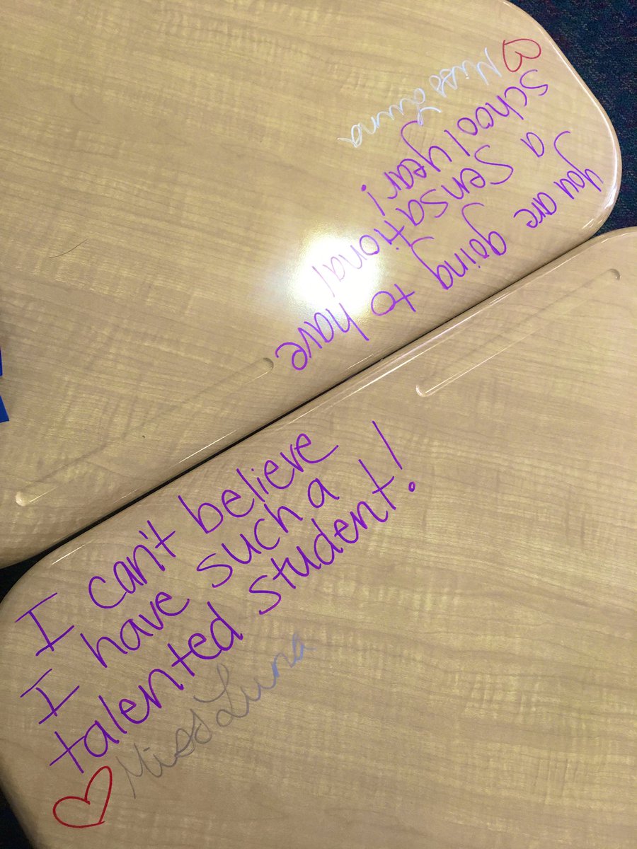 ms_lunar's tweet photo. I was left a message by my former fifth grade teacher before the school year started... which inspired me to leave my new students messages on their desks for their first day of school #teamBCSD #geniusmakers #teamPauly #dreamit #FirstDayOfSchool https://t.co/k6DljkjAa9