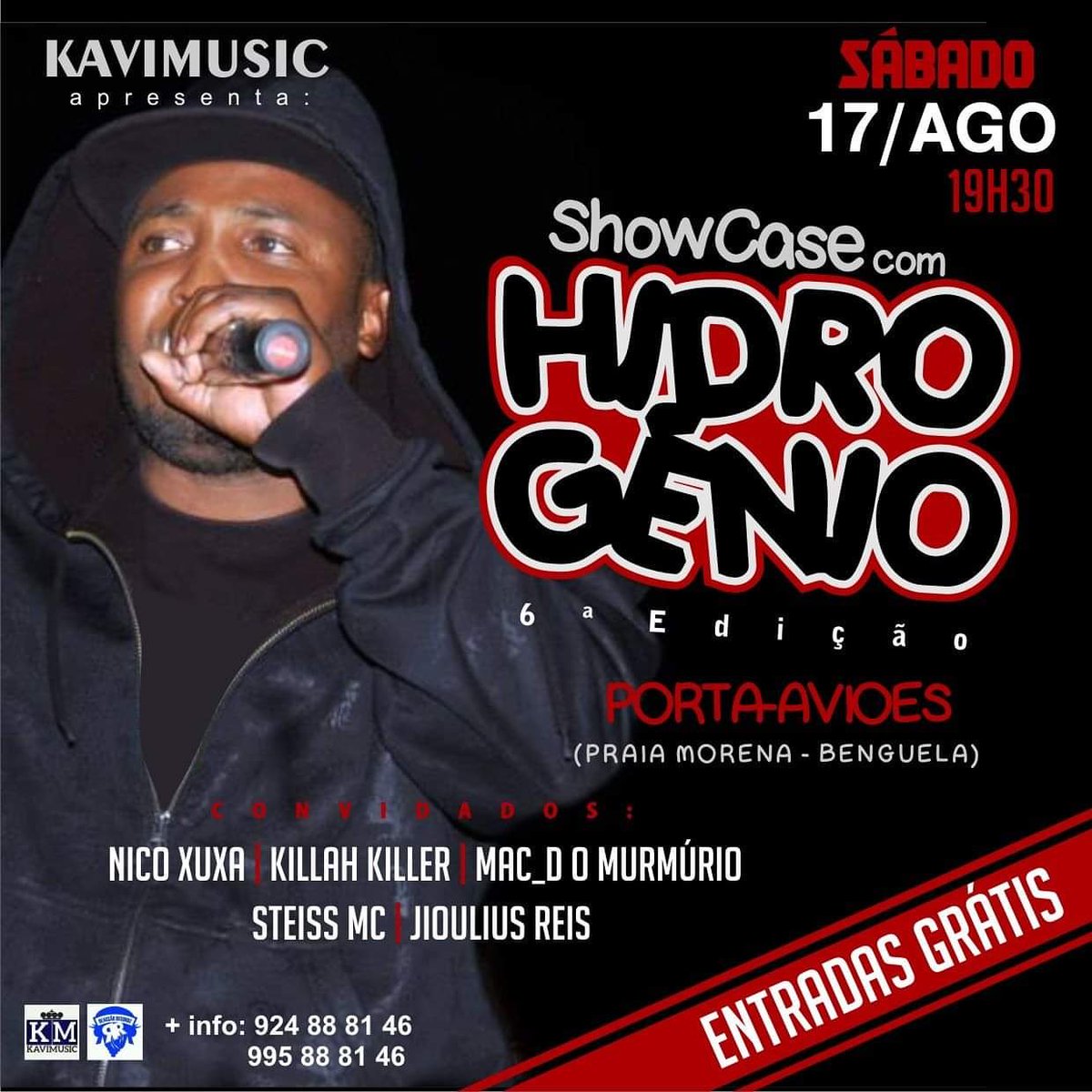 genio_hidro's tweet photo. Kavi Music apresenta:
#Show_Case com Hidrogénio e Convidados.
Sábado 17/08/2019 as 19:30
Porta-Aviões (Praia Morena-Benguela)
Live at:
#Nico_Xuxa
#Killah_Killer
@murmur_yo
#Steiss_MC
#Jioulius_Reis
Entradas grátis. https://t.co/ZkHWOfy2UG