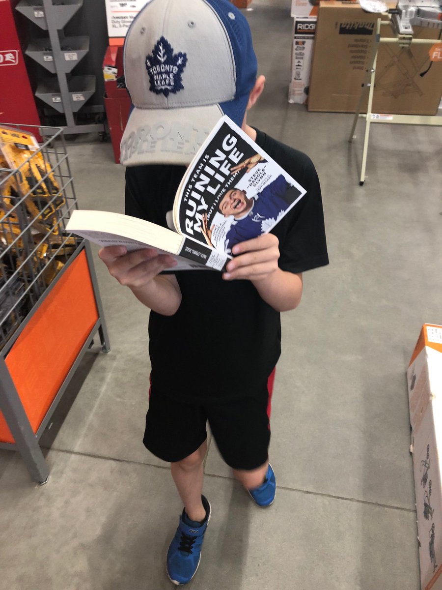 SKELLYNL's tweet photo. @Steve_Dangle 
  Hey Steve had to tweet this out to you. Fellow die hard leafs fans here. My 9 year old son watches all your LFR’s and he wanted your book for his birthday. We picked it up today at chapters and we are from St.Johns NL he was reading it at Home Depot too funny. https://t.co/qSS4vbpOOb