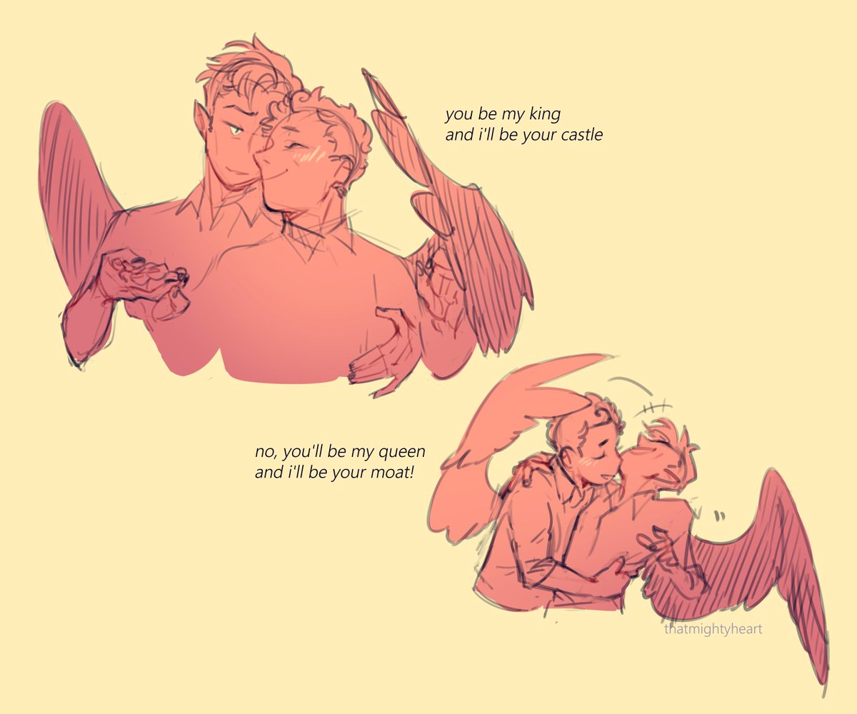 thatmightyheart's tweet photo. [good omens]
thinks about fun love songs and rhythmless swaying and the tender unfathomable cherishing between two celestial beings in silence https://t.co/5zEAAaEDcD