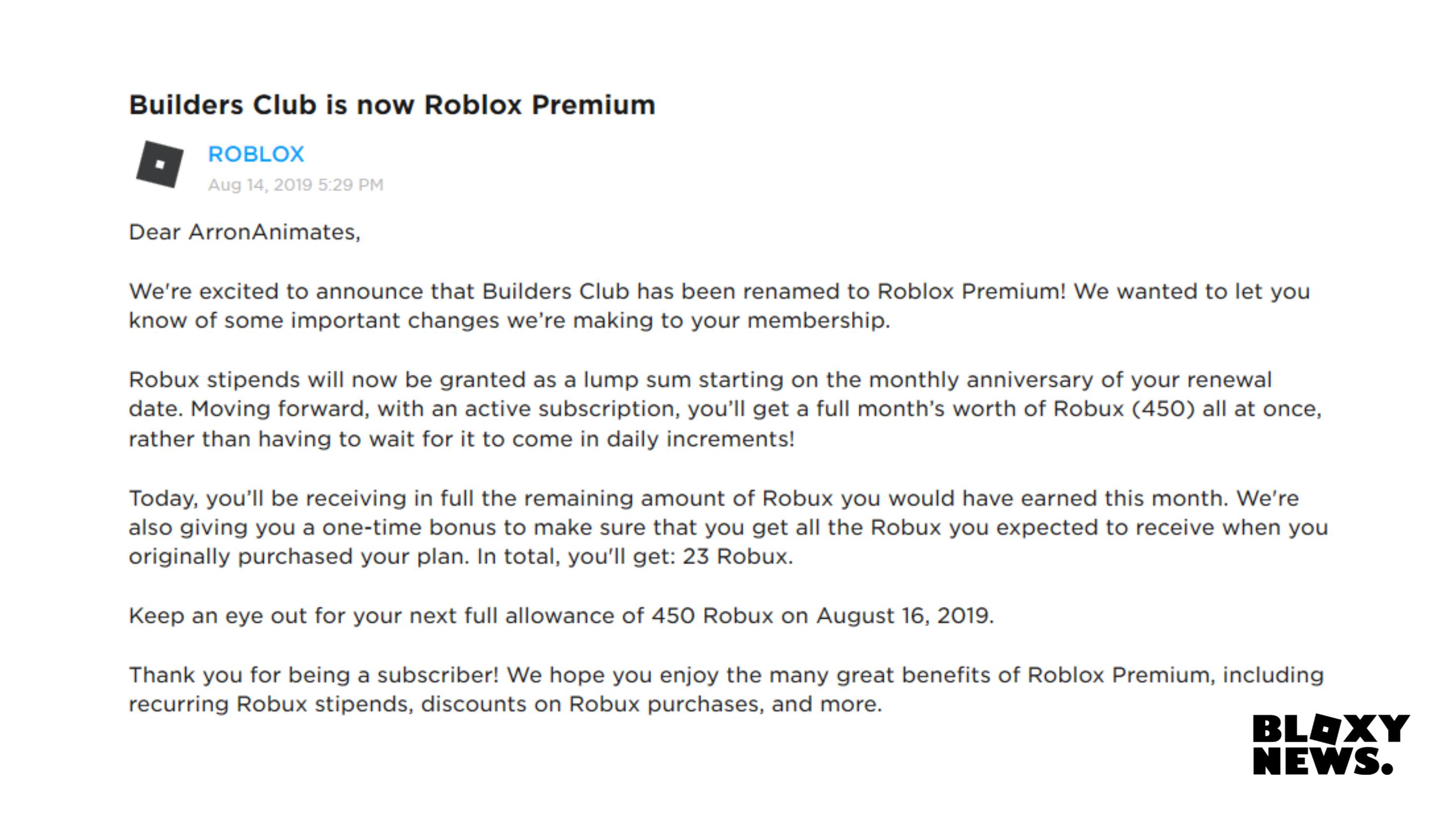 Bloxy News On Twitter Bloxynews Here Is What The Roblox Premium Page Will Look Like The Second Picture Is The Message You Will Receive When Builders Club Officially Changes To Premium - roblox premium 450 when do i get robux