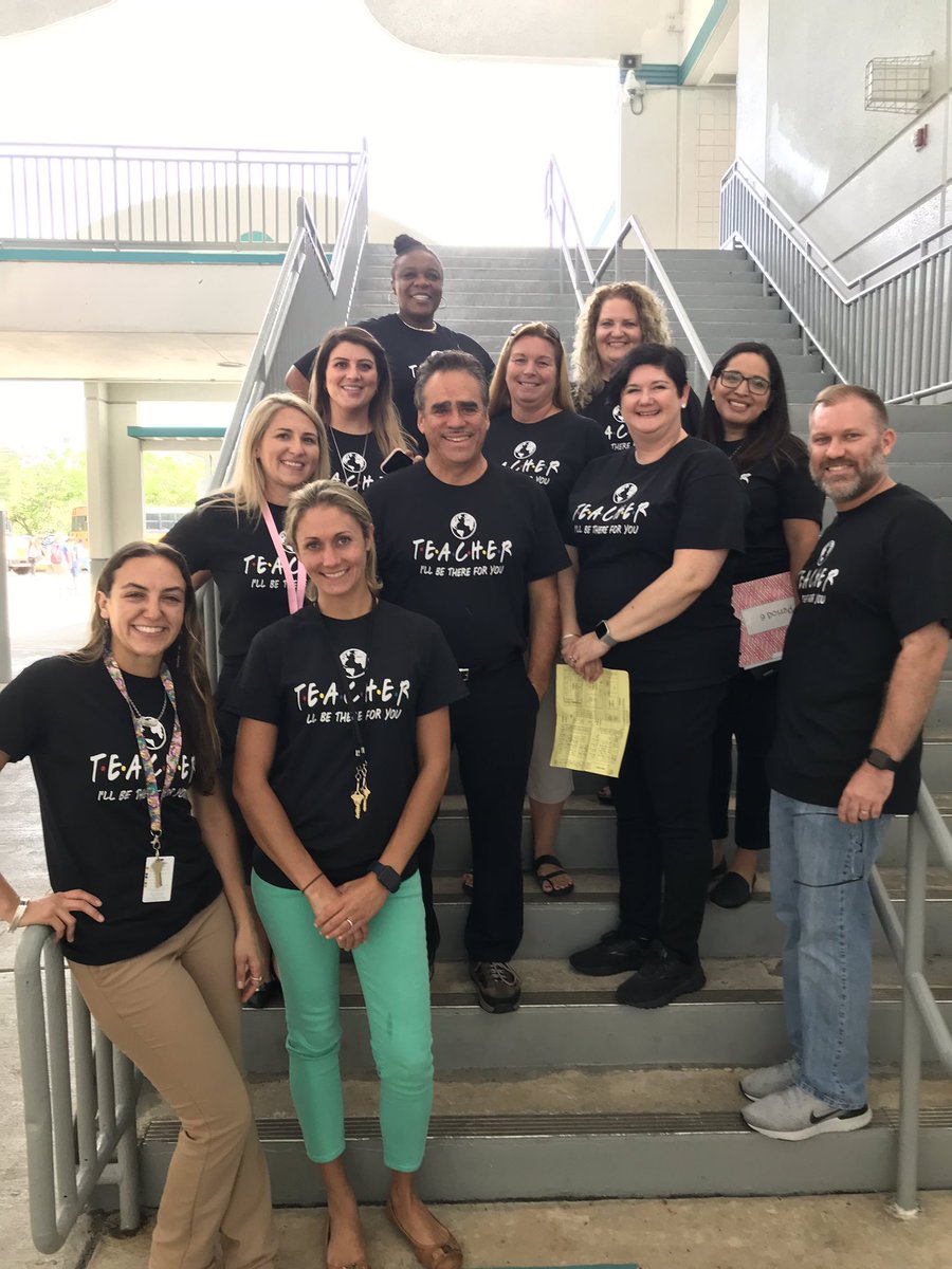 ReevesSSMS's tweet photo. Social Studies Department rocking the “Friends” first day shirts! @NewRiverMiddle #missing5teachersinourpicture https://t.co/JN2sIDvN5h