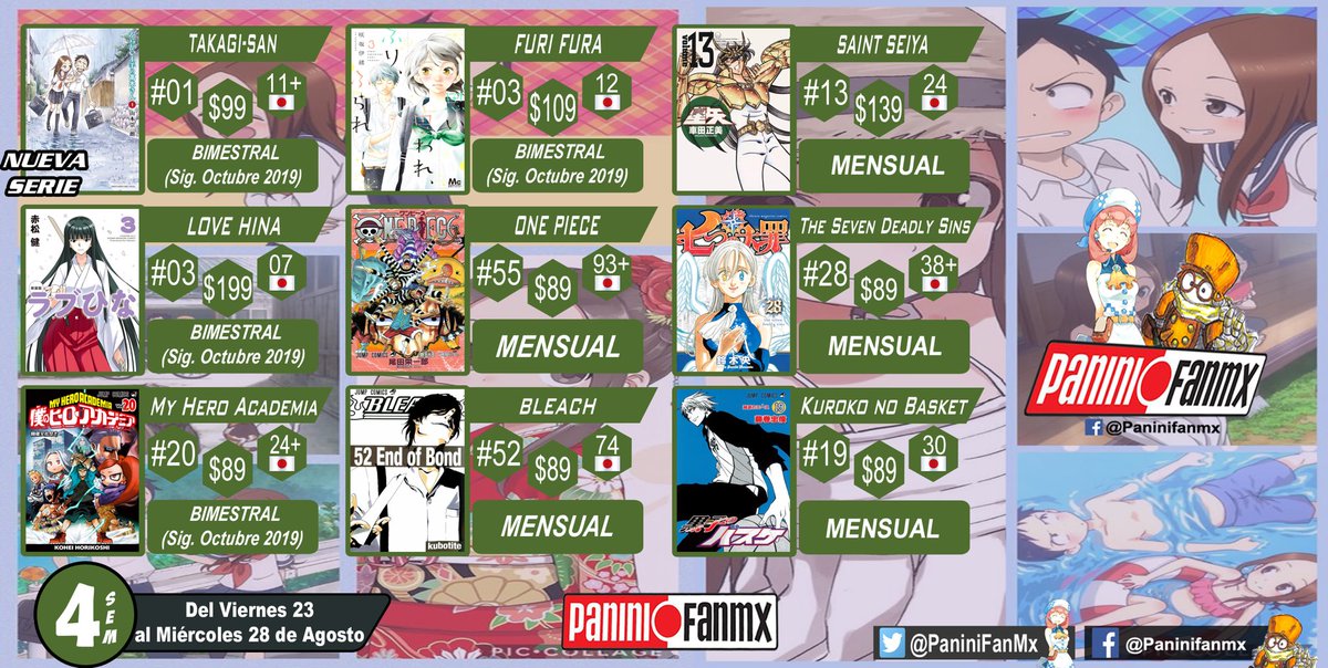 PaniniFanMx's tweet photo. 🚨⚠️Cuarta Semana Agosto⚠️🚨¡¡09 Tomos!!
Puedes checar también las Portadas de Agosto▼
https://t.co/P47NN1Ex6F
[Si no ven un titulo se Recorrió a la siguiente semana] https://t.co/bbeaI81wmI