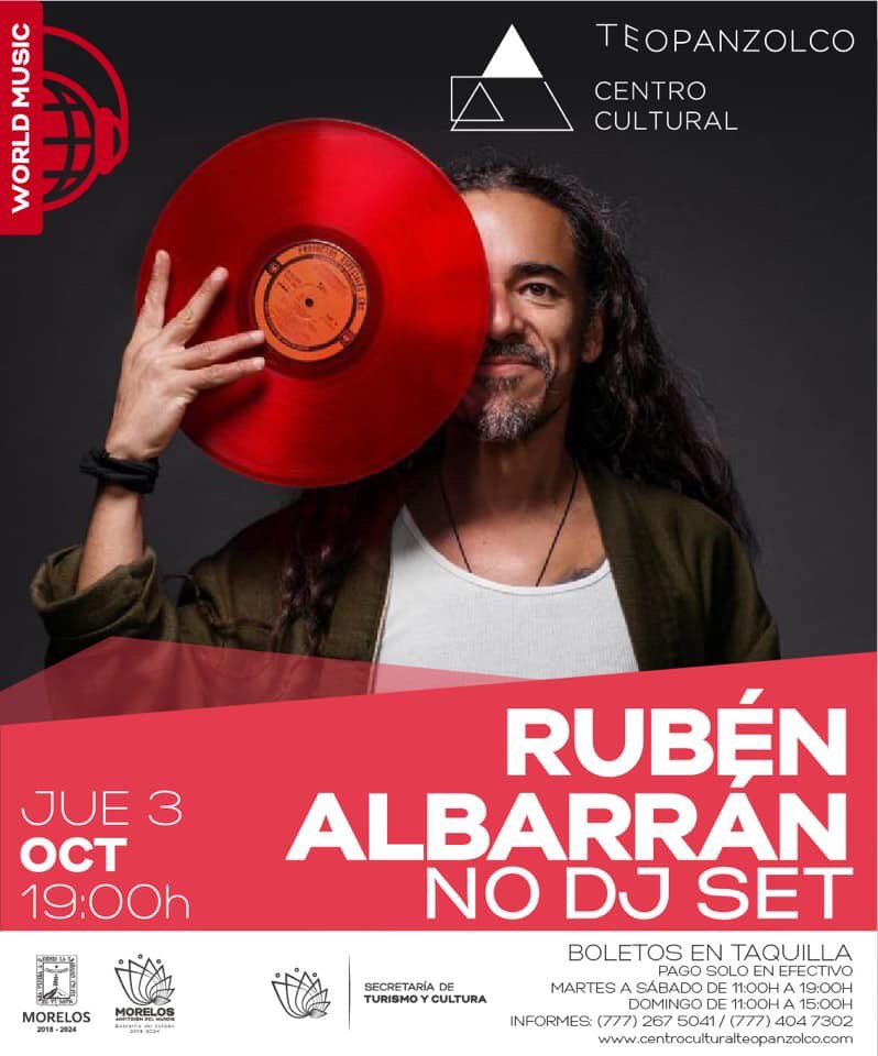 CCTeopanzolco's tweet photo. ¡Rubén Albarrán #NoDJSet en el #CentroCulturalTeopanzolco!
Boletos a la venta en la taquilla del recinto (solo pago en efectivo). https://t.co/dGb2myOksj