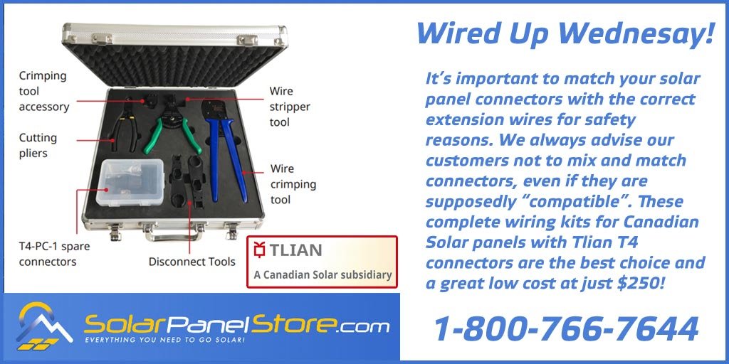 solarpnlstore's tweet photo. Stay safe and stick with the correct solar panel connectors! "Compatible" does not mean that a product has actually been tested correctly! https://t.co/nbxT5A7Q85 - - #WednesdayWisdom #WednesdayThoughts #Solar #CanadianSolar #RenewableEnergy #DIY #DoItYourself #ShopOnline #Tech https://t.co/m7tjmYY57r