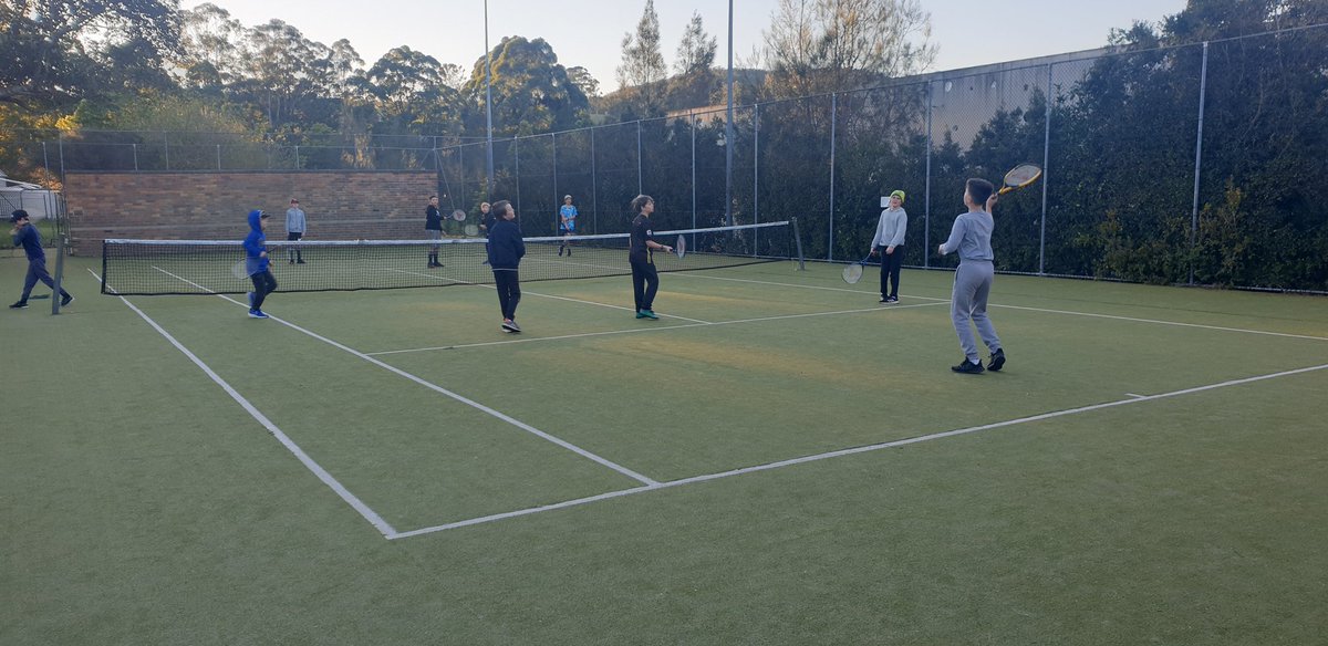 Some early morning tennis at camp - the traditional 4 to a side set up #teamwork #makethegameworkforyou 🎾