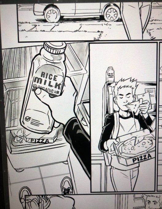 Here's a very random thing I drew today that I loved. The specific dairy products beast boy would have on his fridge 