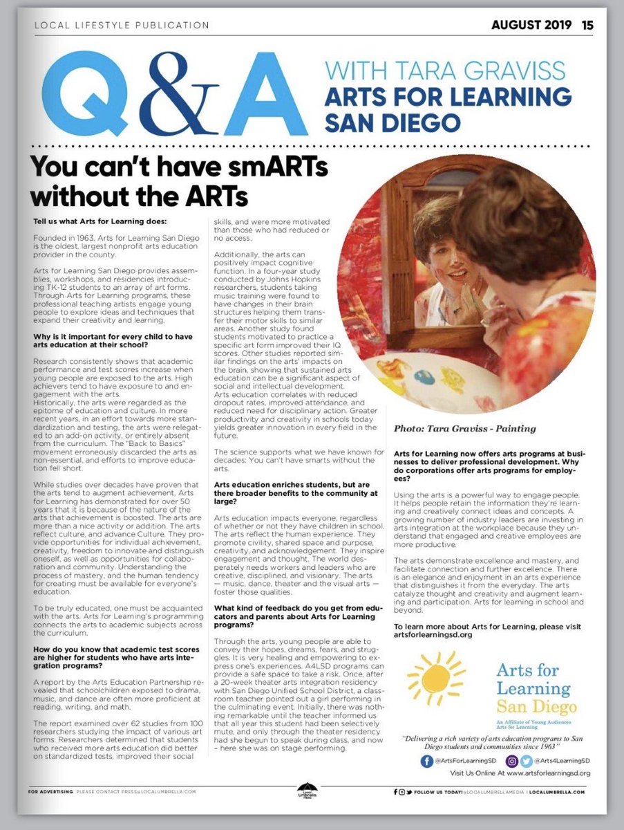 A Q&amp;A with our Executive Director @taragraviss! #smARTS #artseducation #creatingbrilliance #WednesdayWisdom