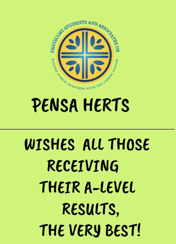 Wishing you all the best! Don’t stress because GOD is indeed capable of all!!

We cannot wait for the new ,students to join our beautiful family. 

If you are looking for a place to fellowship at uni. 

Don’t hesitate .. &amp; check out PENSA HERTS 🤩