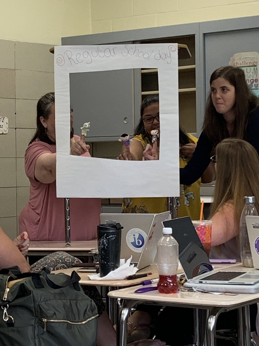 KenwoodMyp's tweet photo. When Helena says to do a puppet show to show implicit and explicit teaching you do it 😂 and of course someone had to be the cow puppet. 🐮 #MYPCategory3 #CreatingAuthenticUnits https://t.co/LycwlQmeVX