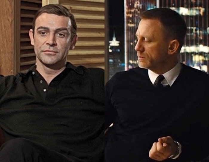 IconicAlt's tweet photo. You can only choose one: black long sleeve polo shirt or black v-neck sweater? #JamesBond #menswear #pickone #spystyle #SeanConnery #DanielCraig #styleinspo https://t.co/tTL2PxfGRg