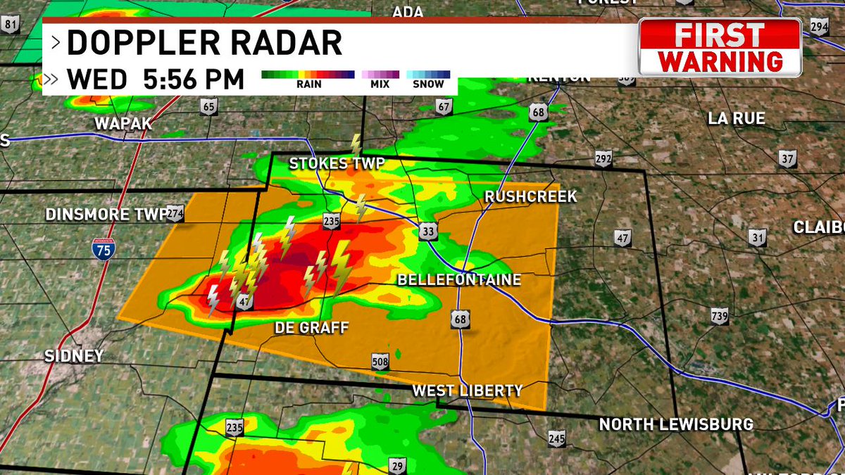 Severe Thunderstorm Warning for Logan and northeast Shelby Counties until 6:30.  Strong winds will be the main threat, but a funnel cloud could be seen at some point.  Any funnels are not expected to touch down.