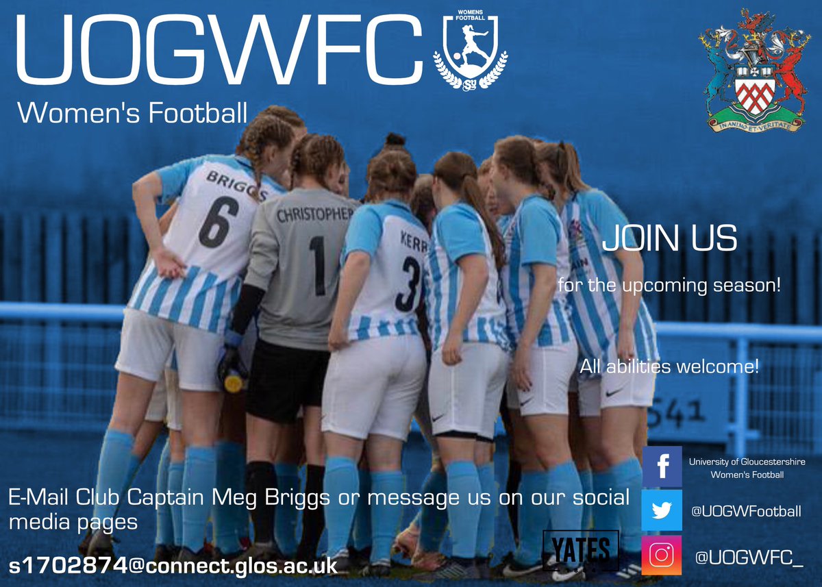 If you’re joining <a href="/uniofglos/">University of Gloucestershire</a> in September be sure to find us at the freshers fayre and sign up! Or reach out to us sooner on our social media or CC’s email⚽️

#ShootYourShot