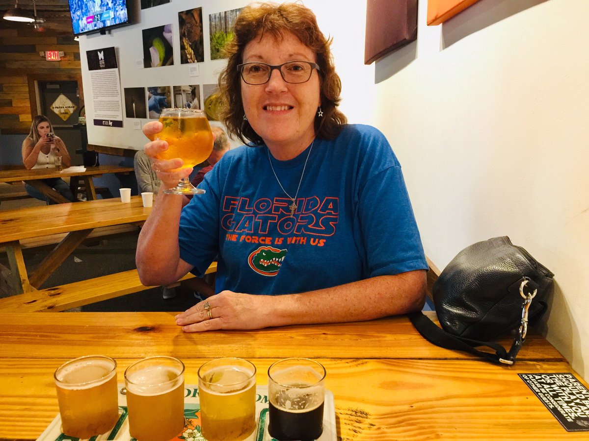 JenTromans's tweet photo. #TrumpRecession Damn the stock market tanked! 800 points! Can you think of another reason to drink! Drinking watermelon cider and tasting 8 different beers with my husband and son at First Magnitude Brewing Co. in Gainesville! #Dow #FirstMagnitude https://t.co/NE2UAuWGIE