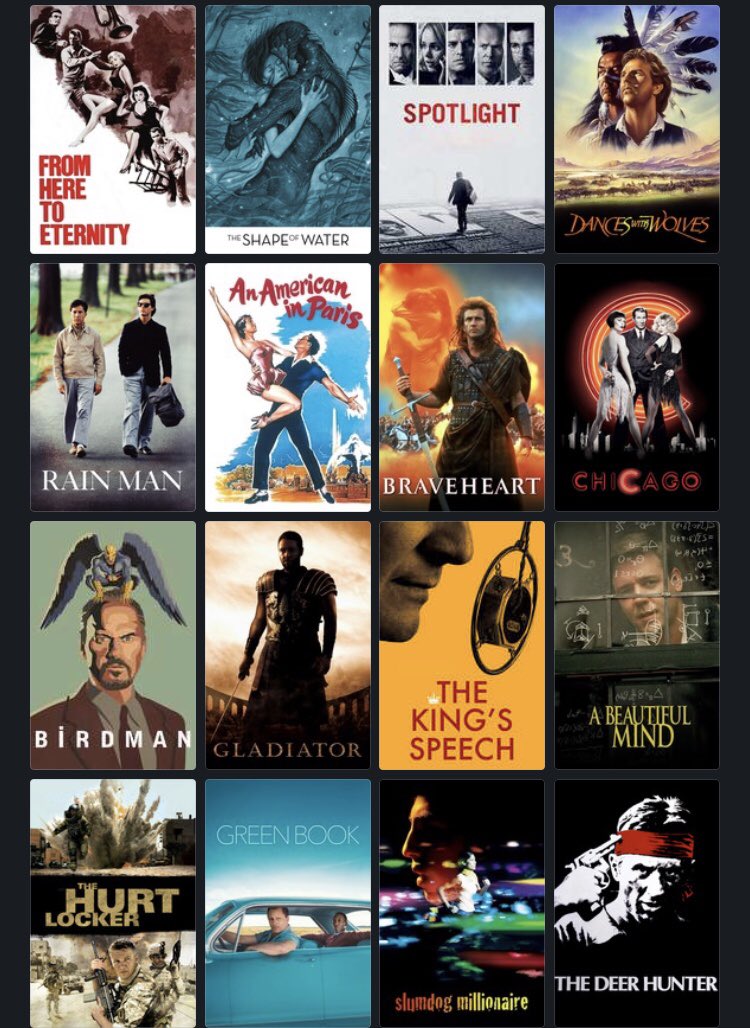 You can only choose 3 of these academy award best picture winners . Which ones do you choose?  #FilmTwitter