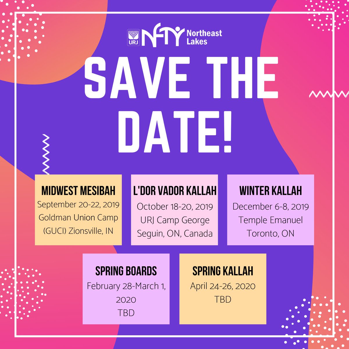 Mark your calendars, our year is about to begin! Registration for Midwest Mesibah and L’Dor Vador Kallah are already open. We can’t wait to see you all there!