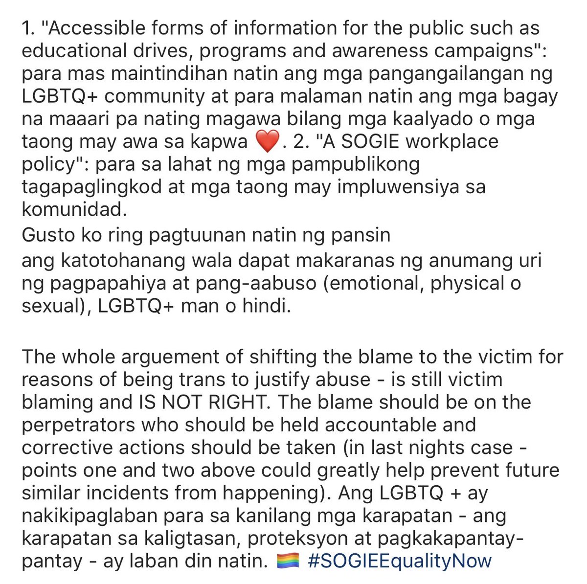 There, everyone, she said that! Good morning! #SogieEqualityBill 🏳️‍🌈