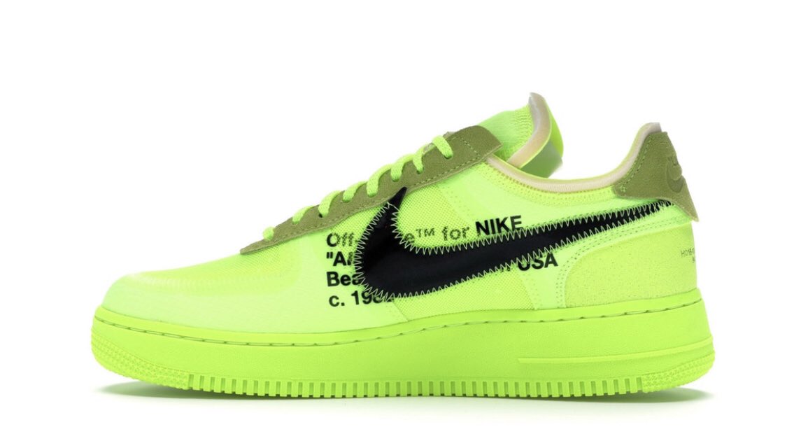 MaterialDope's tweet image. Off-white volt lime green Air Force 1
$150