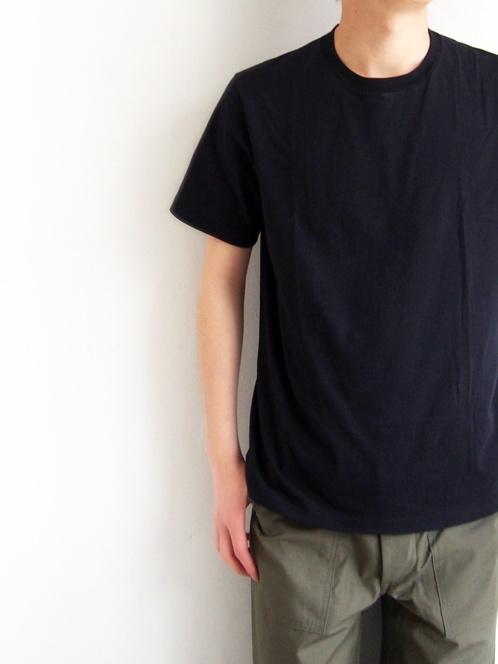 アールの YAECA DRY TOUCH TEE BLACK white 9jS2p-m78151809001 丸胴