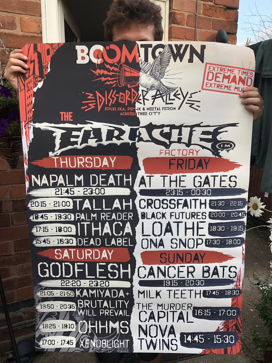 hadfieldreckons's tweet photo. This might be our most brutal earache line up so far. @BoomtownFair I hope you’re ready!! #earachefactory https://t.co/uo1F3MOCDk