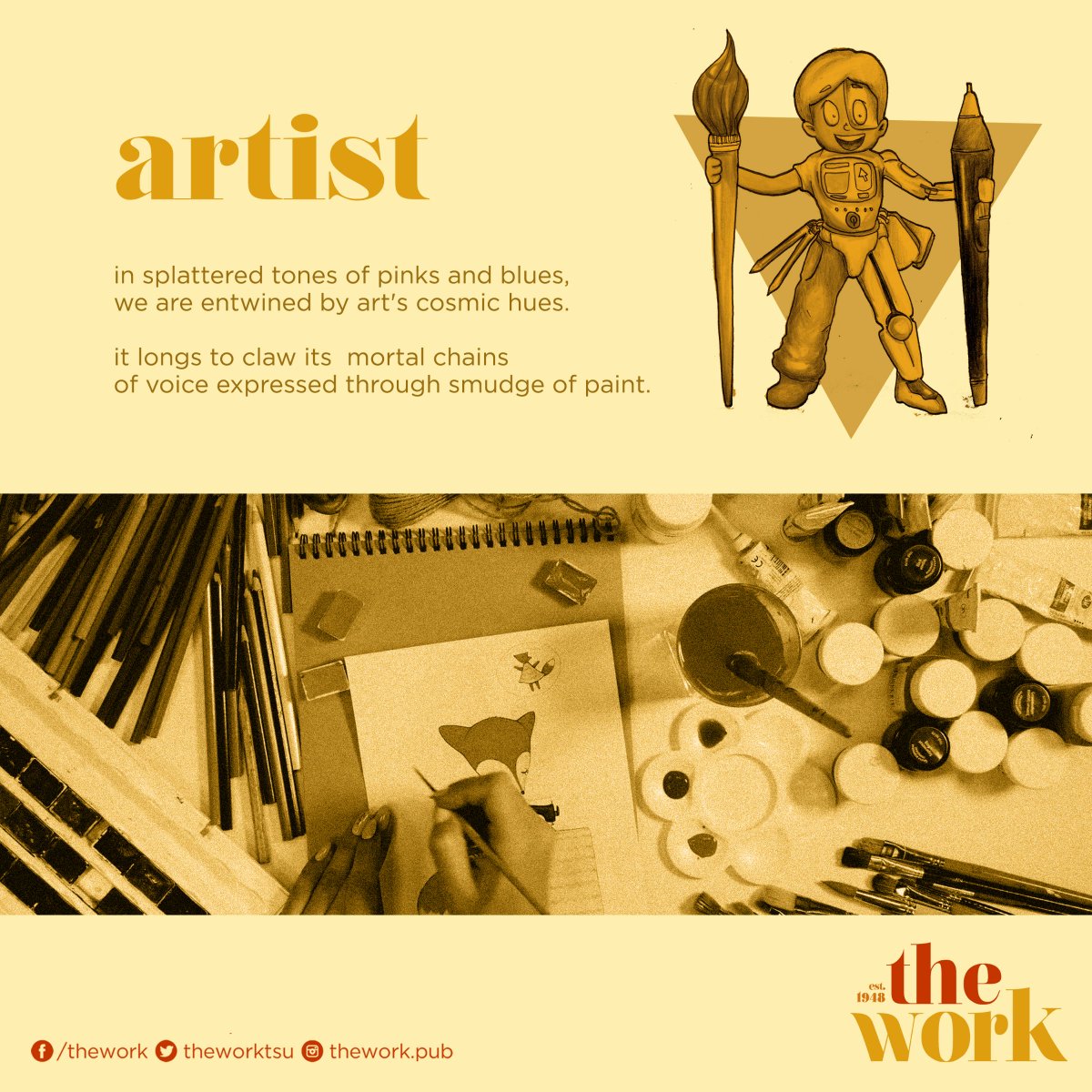 theworktsu's tweet photo. If you are an aspiring cartoonist, layout artist, or graphic artist, join our team! Take the qualifying examination of The Work! #JoinTheWork
Complete the application here: https://t.co/VqffTtNAGk
For more info: https://t.co/7cDPlkfrS0 https://t.co/9anTvLslRe