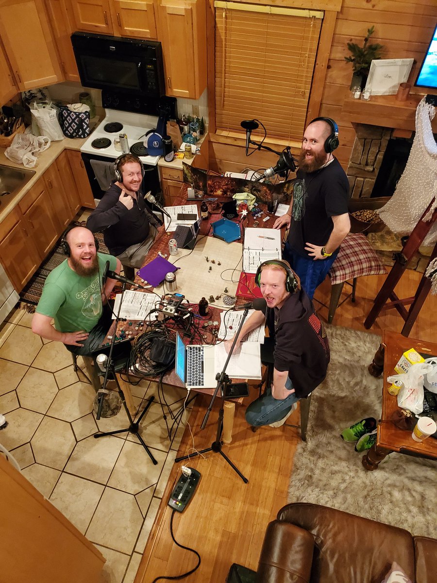 CampaignPod_Sam's tweet photo. 5 guys. 5 mics. 1 cabin. 2 editions. Out on the Campaign Notes annual retreat in Blowing Rock NC. Having a great time and can't wait to share it with y'all! #CampaignNotes #Pathfinder2e #Paizo https://t.co/3Qd9dN7XSk