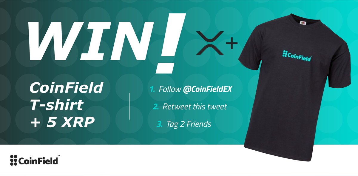 CoinFieldEX's tweet photo. YOUR chance to win a one of a kind CoinField T-shirt &amp; 5 $XRP!😎

To enter:
1️⃣Follow us on Twitter
2️⃣Retweet this post 
3️⃣Tag 2 friends! 

Follows these steps &amp; you’ll be entered for a chance to win!🙌🏼

🚨Will randomly #giveaway 1 $XRP via @xrptipbot for users that retweet this! https://t.co/4EVnUdDzpf