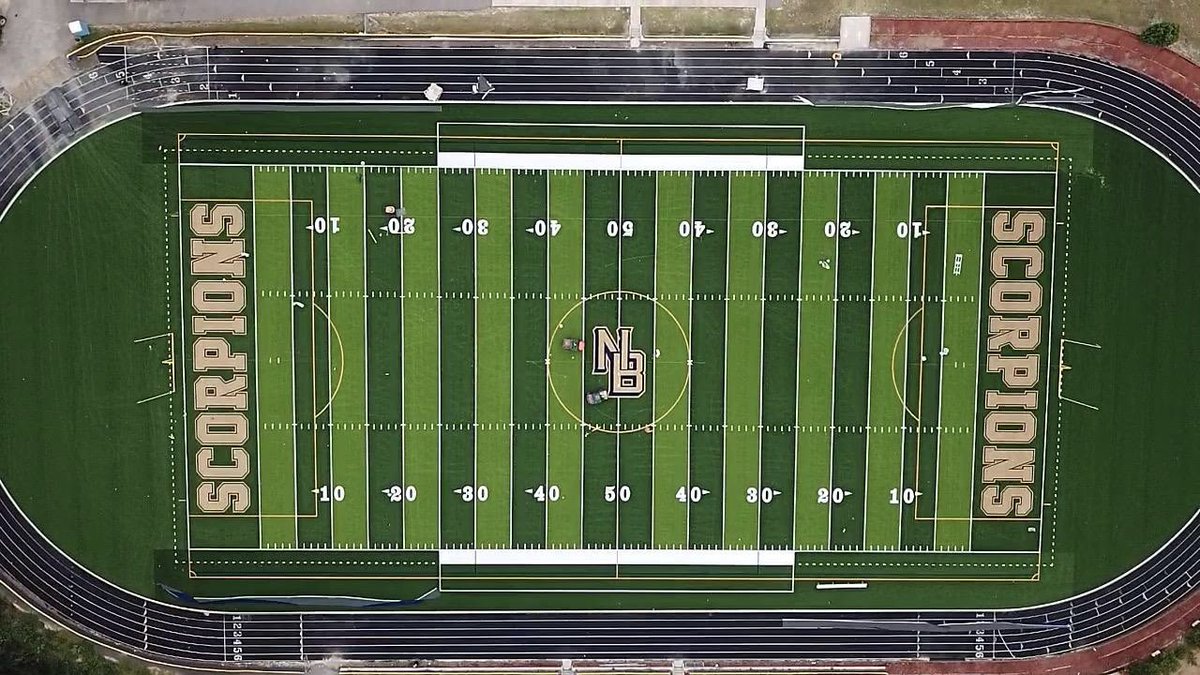 Picture from the drone today of the amazing #astroturf field @ScorpTown is so excited to be able to use in our athletic events! @brunscoschools @NBHS_boosters @NbhsScorpions