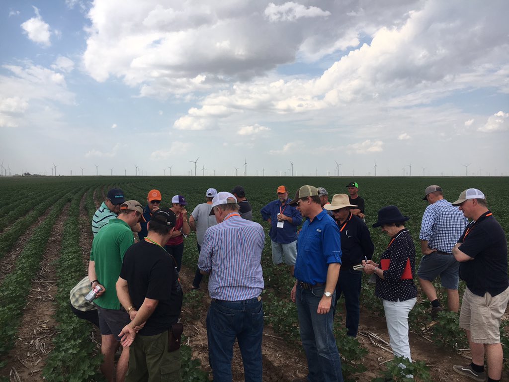 jimbohall's tweet photo. Williams Farms a great start up story. They face issues with water 💦 due to the underground level dropping. The ‘rule of capture’ applies for water rights. 😮 Big equipment with Pivots 800m and a seed planter 36m wide. #Everthingsbiggerintexas 🇺🇸 #rabocottontour @polanna1 https://t.co/2gKzk9VYe7