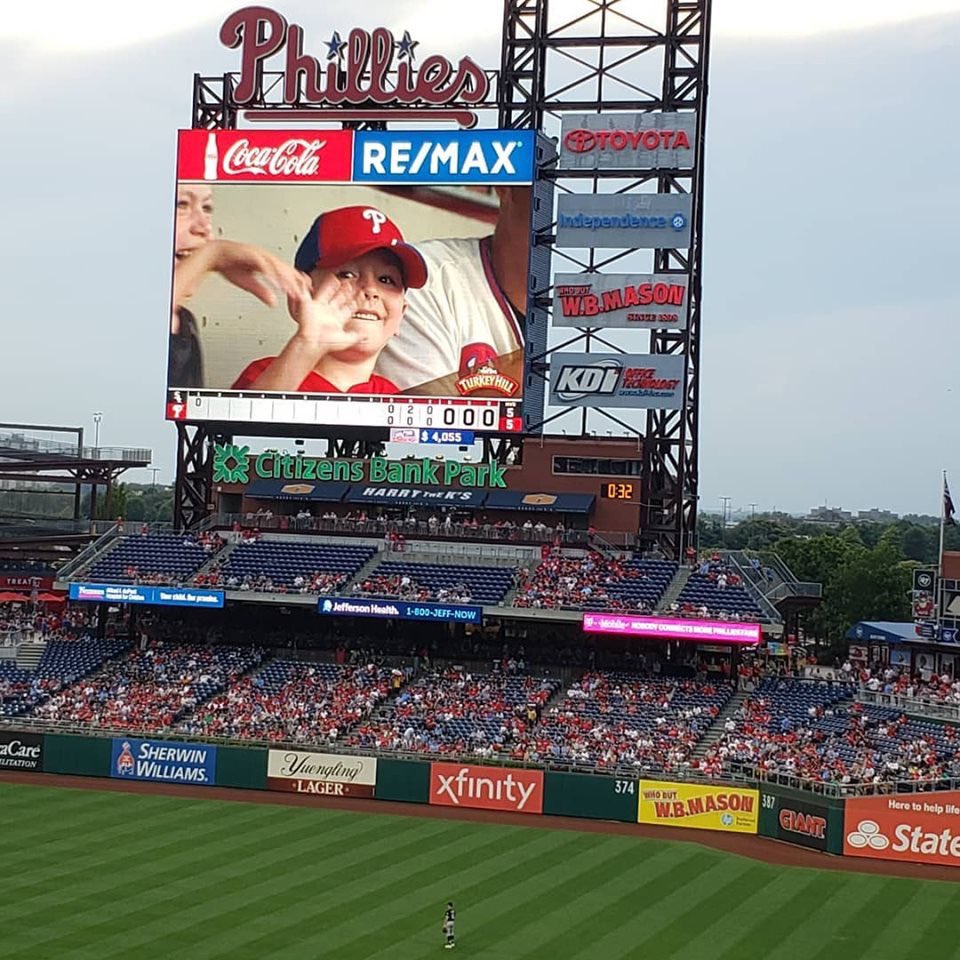 Night. Is. Made!! Henry and Leo made the <a href="/Phillies/">Philadelphia Phillies</a> big screen! Those smiles say it all. #Blessed #DadLife #RingTheBell