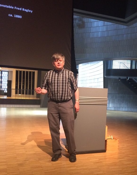 ChinookCHS's tweet photo. Great presentation this afternoon @nmc_canada by Bob Pearson (and band!) bringing to life the story of Fred Bagley, who rose from a humble bugler to one of #Calgary's musical leaders. #HistoricCalgaryWeek #HCWYYC https://t.co/3SQbk0ewI0