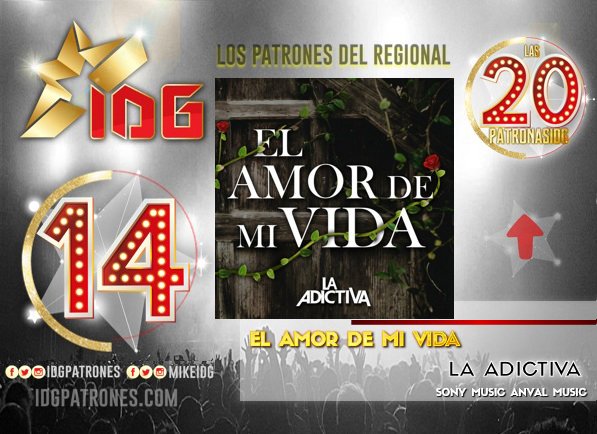 idgruperaofi's tweet photo. #Las20PatronasIDG #Lugar14
EL AMOR DE MI VIDA @adictivaoficial
https://t.co/5cGGC6o2pa / @tunein #IDGRadio
#ChartMusical #conteo
#RT @memogarzaa @isaacadictivo @ADICTIVO23 @sonymusicmexico @SonyMusicLatin @anvalmusic @anvalandres @mario_larios @_Parte_1 https://t.co/DyU4OmqIxM