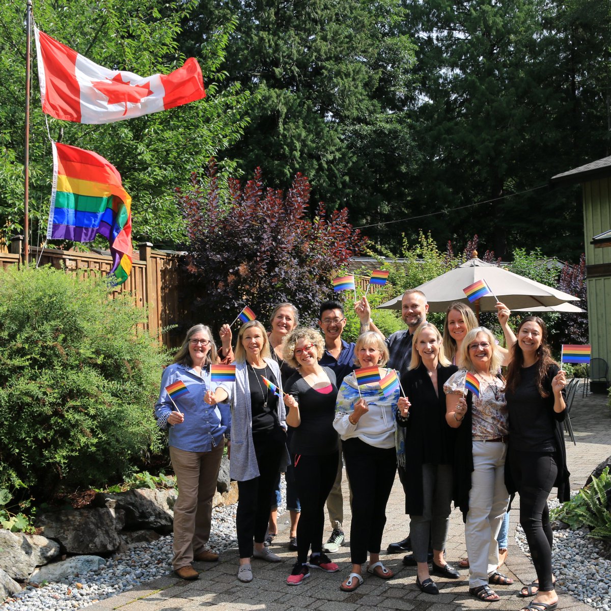 OrchardRecovery's tweet photo. Hosting our annual Orchard #PrideFlag raising ceremony this morning in honour of #VancouverPride this weekend! 🏳️‍🌈 #CleanSoberProud #LoveIsLove #Pride2019 
❤️🧡💛💚💙💜 https://t.co/NUqYUheH58