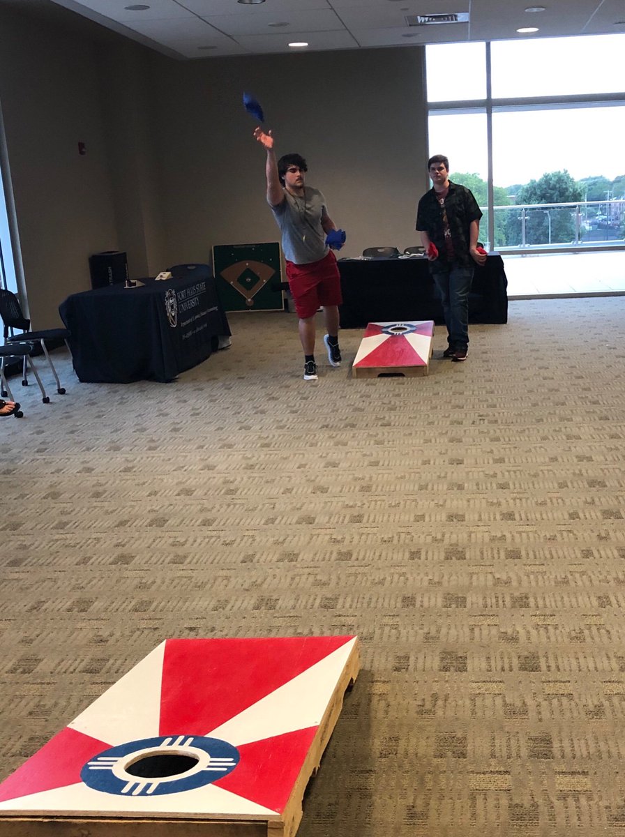 DanielleKSCPA's tweet photo. Cornhole match getting fierce!   #kscpathlete https://t.co/V2reLZiq51