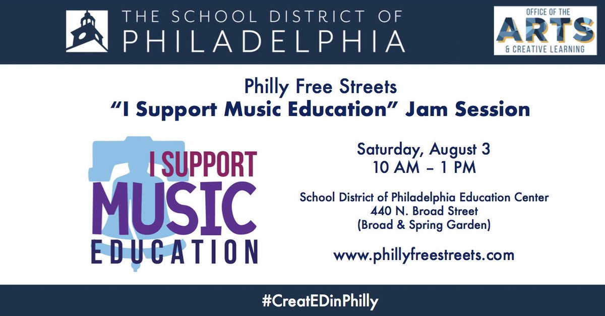 Philly Musician friends- Join us tomorrow for a “Philly Free Streets” jam session at 440 N. Broad from 10-1. Franklin Learning Center Students kick us off at 9AM then it’s all you!  Stop by to jam, listen, hang, or just grab your “I Support Music Education” sticker!
